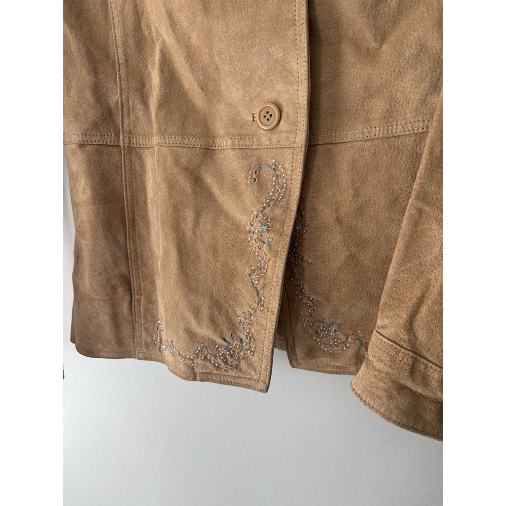 Brandon Thomas Women's Western Leather Jacket Turquoise Beaded Button Up Sz Smal - Picture 2 of 12